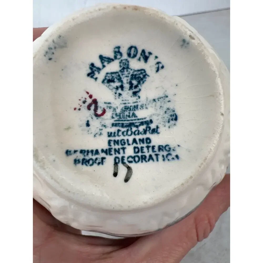 Antique Masons Ironstone of England Royal Blue Fruit Basket Tea Cups‎